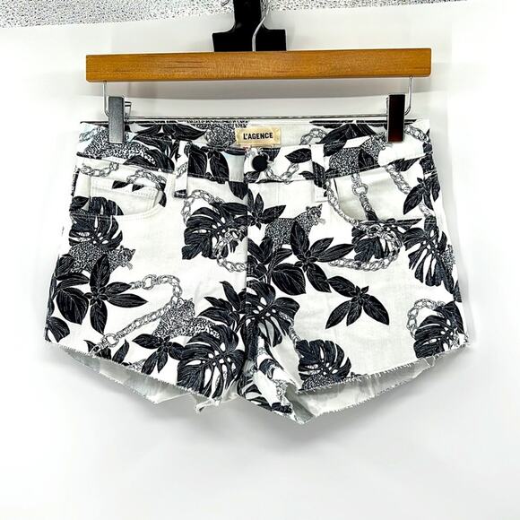 L'AGENCE Audrey Cut off Shorts - Savannah Black/White - 25 - New without tags - Picture 1 of 5